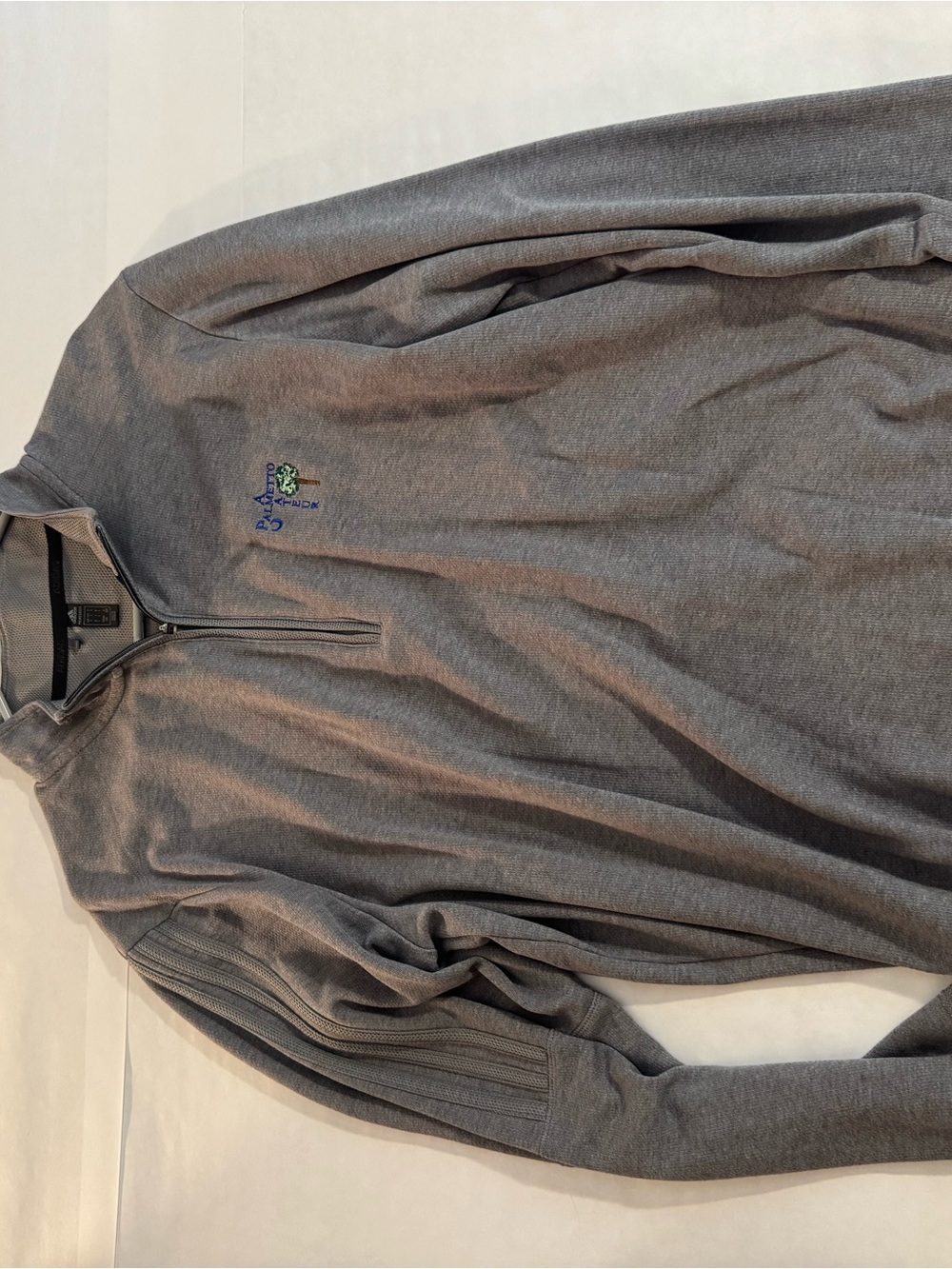 adidas Men's Gray Half-Zip Sweater with Chest Embroidery